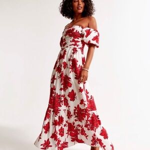 Abercrombie & Fitch Red Floral Maxi Dress
